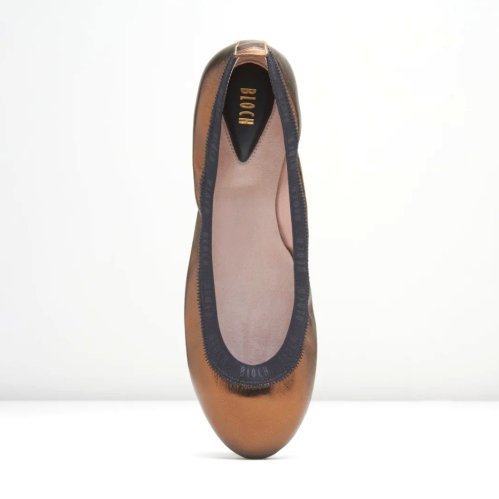 Bloch Bronze Women's Leather Carina Ballet Flats Size 39.5  Or 6.5 U.S Brand New